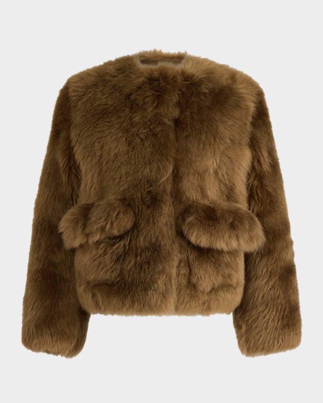 Maury Lamb Shearling Collarless Coat